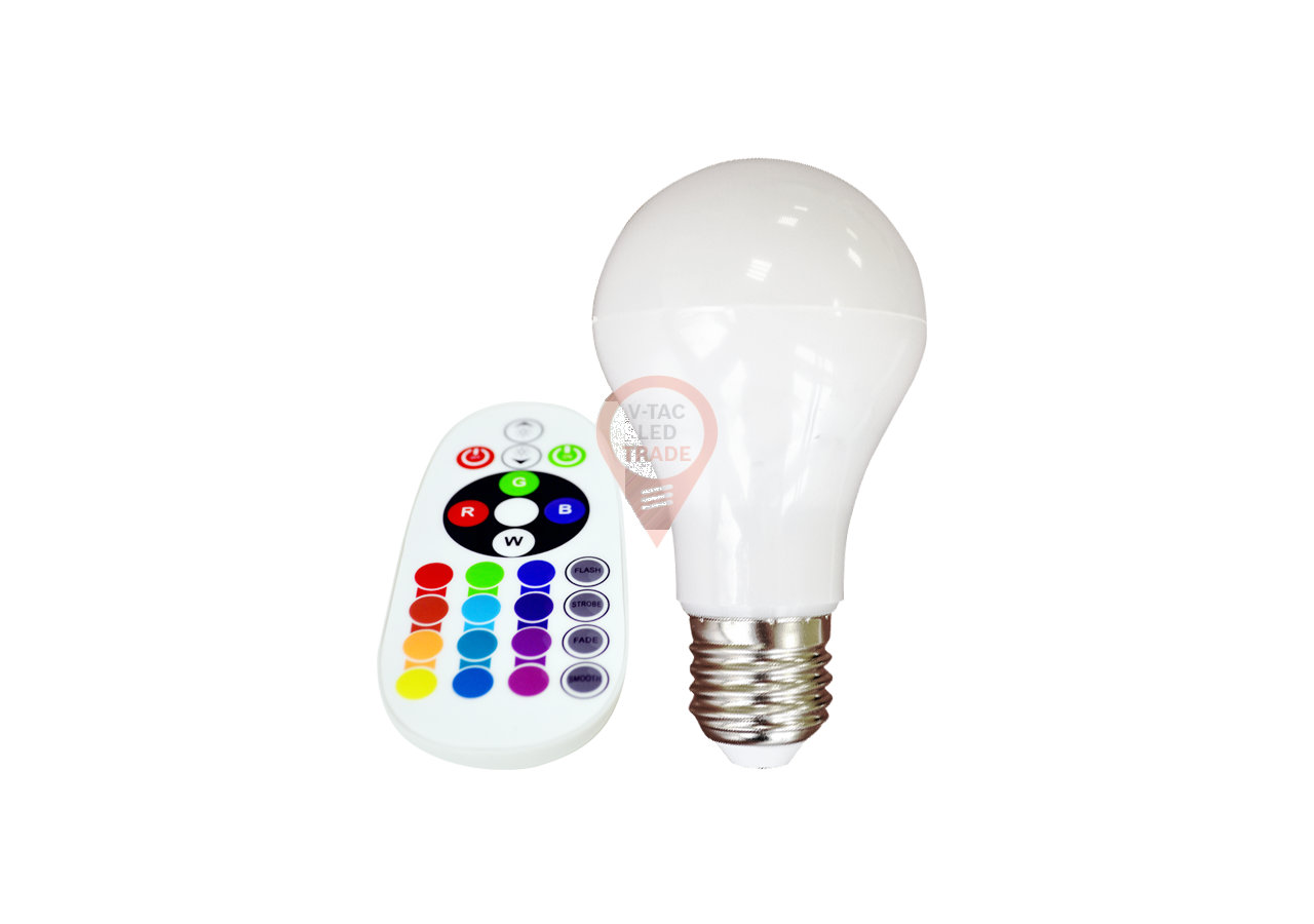 Ampoule LED - 6W E27 A60 RGB Avec Télécommande Blanc