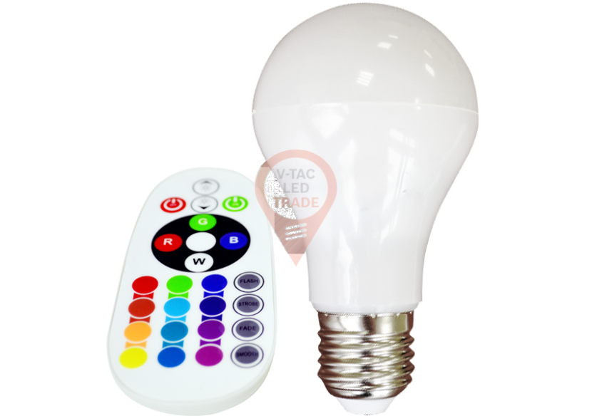 Ampoule LED - 6W E27 A60 RGB Avec Télécommande Blanc