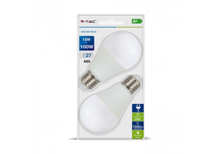 Ampoule LED - 15W E27 A60 Thermoplastique Blanc 2PCS/PACK