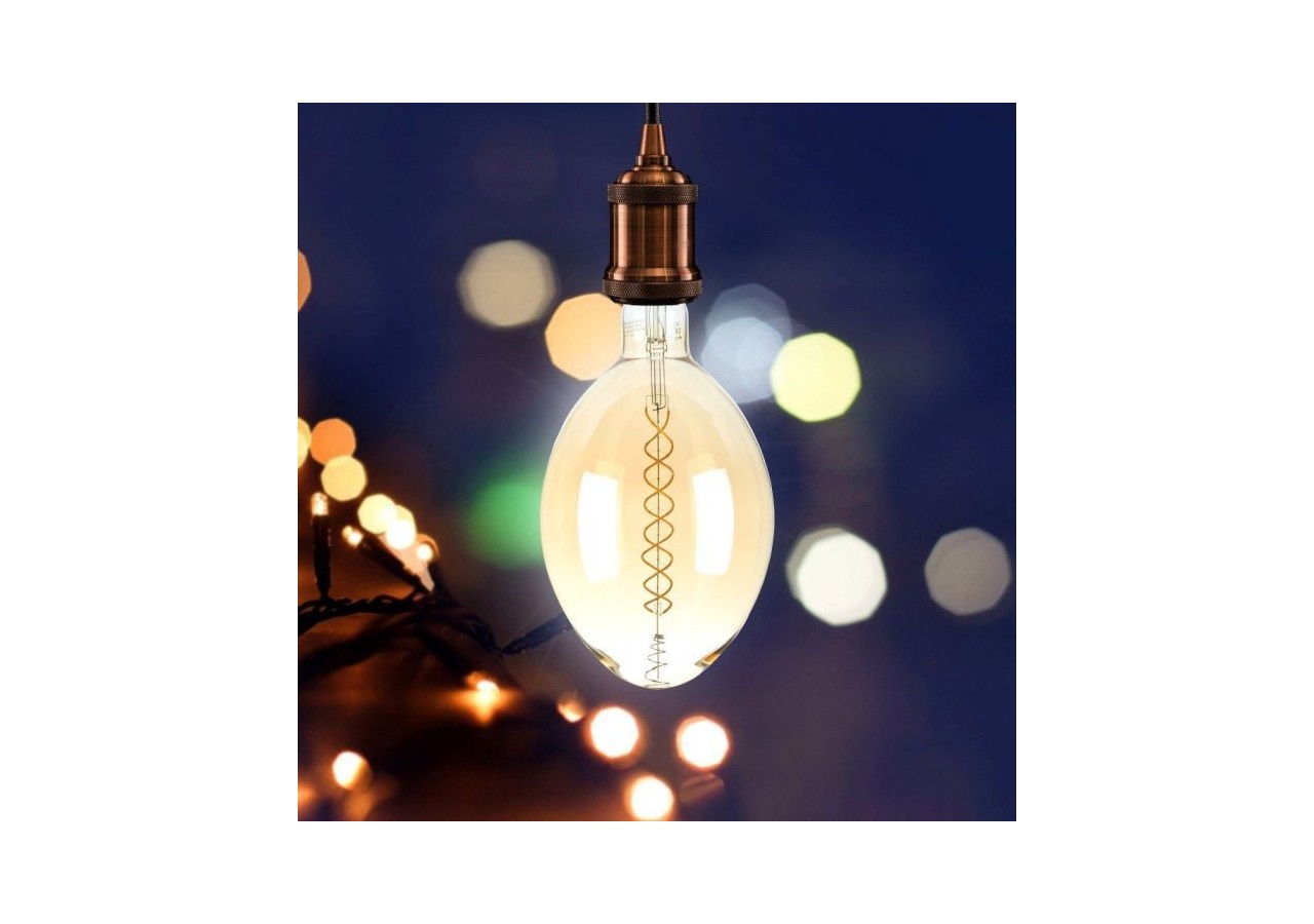 Ampoule LED - 8W Double Filament E27 BF180 Ambre Intensité Variable 2000K