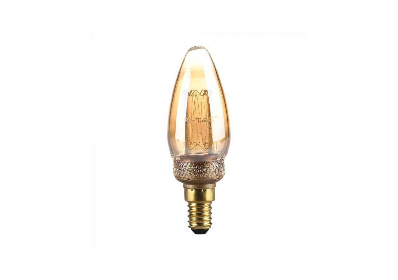 Ampoule LED - Bougie à Filament ART 2W E14 Verre Ambré 1800K±200K