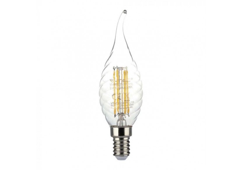 Ampoule LED - 4W Filament E14 Twist Bougie Flamme Blanc Chaud