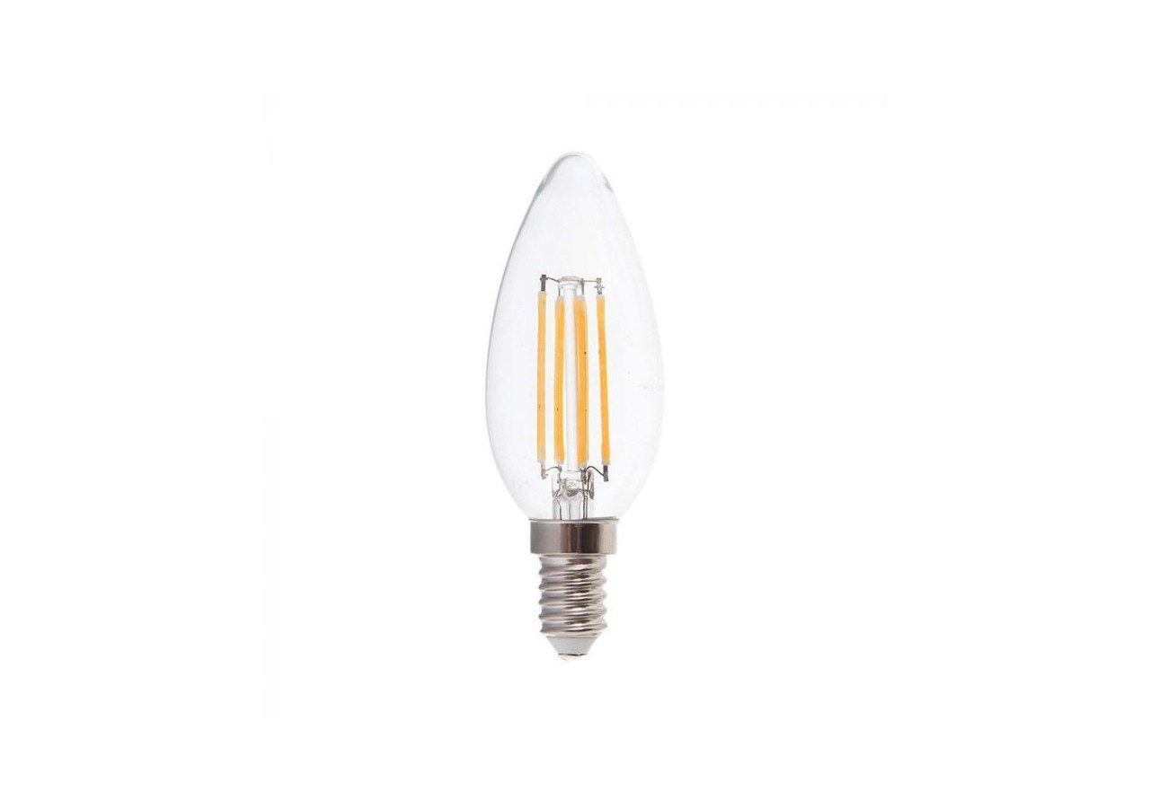 Ampoule LED - 6W Filament E14 Bougie à Couvercle Transparent Blanc Chaud