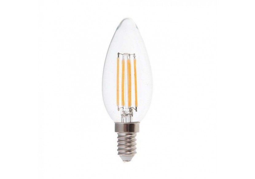 Ampoule LED - 6W Filament E14 Bougie à Couvercle Transparent Blanc Chaud