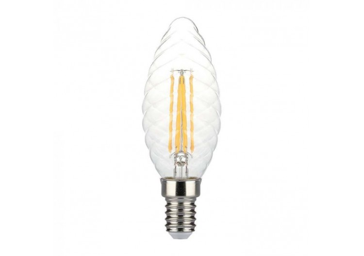 Ampoule bougie torsadée LED à filament - 4W E14 blanc chaud à intensité variable