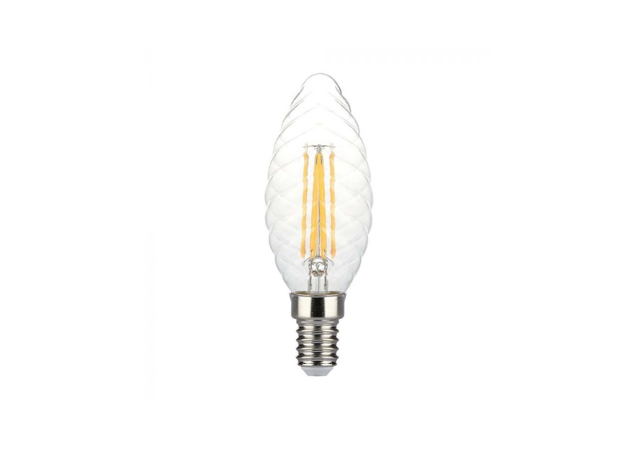 Ampoule bougie torsadée LED à filament - 4W E14 blanc chaud à intensité variable