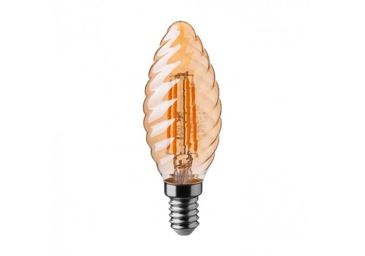 Ampoule LED - 4W Filament E14 Bougie Ambre Cover Twist Blanc Chaud