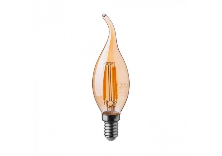 Ampoule LED - 4W Filament E14 Bougie Ambre Cache Queue Blanc Chaud