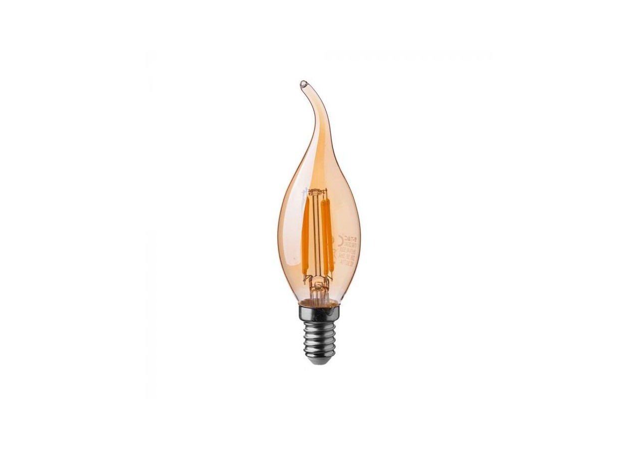 Ampoule LED - 4W Filament E14 Bougie Ambre Cache Queue Blanc Chaud