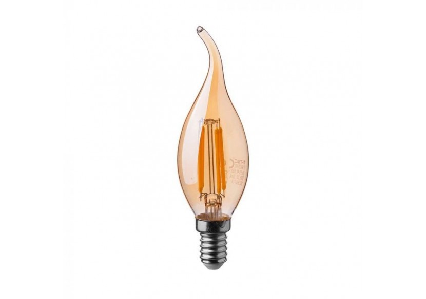 Ampoule LED - 4W Filament E14 Bougie Ambre Cache Queue Blanc Chaud
