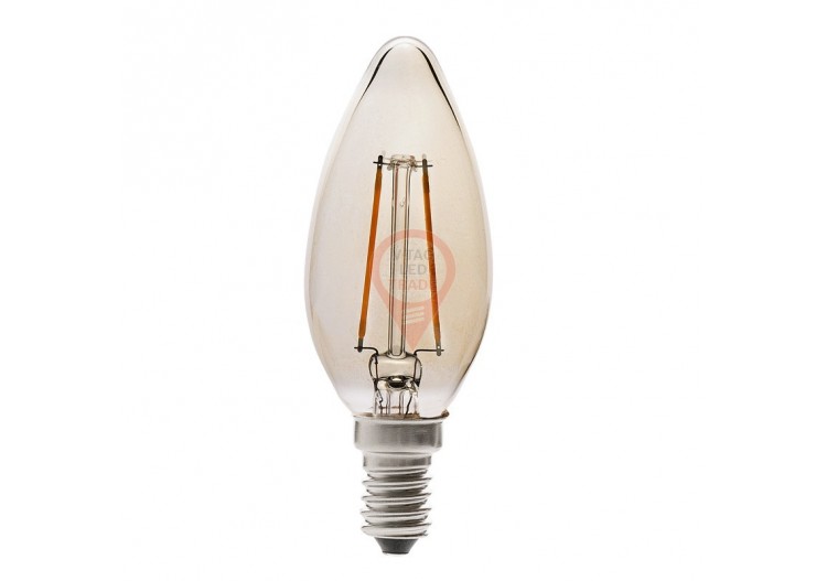 Ampoule LED Bougie Ambre à Filament - 4W E14 Blanc Chaud
