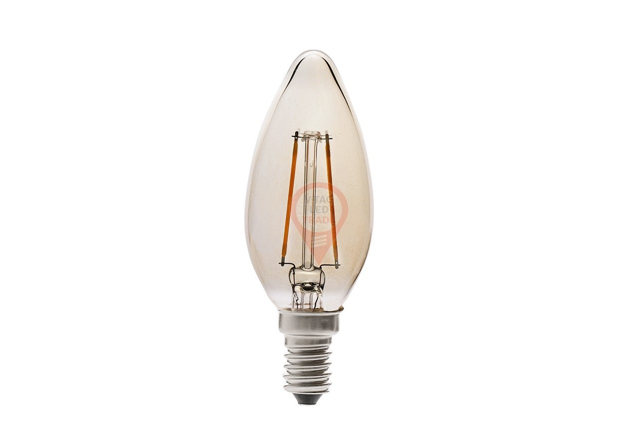 Ampoule LED Bougie Ambre à Filament - 4W E14 Blanc Chaud