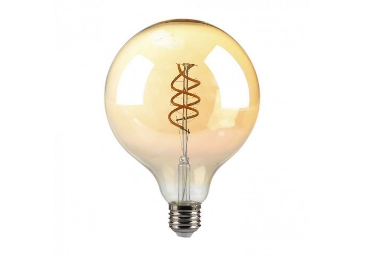 Ampoule LED à Filament Spiralé - 6W E27 G125 Ambre Blanc Chaud