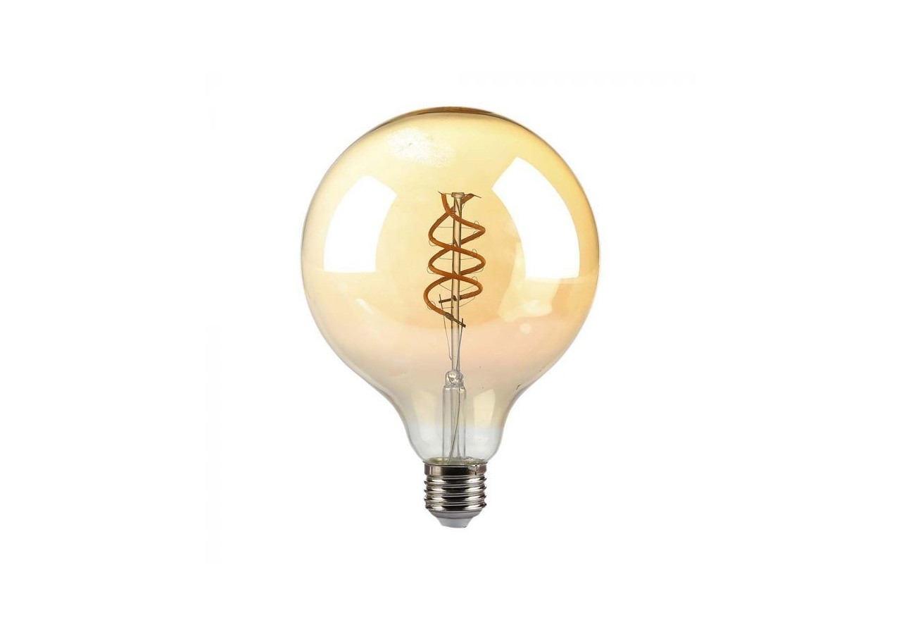 Ampoule LED à Filament Spiralé - 6W E27 G125 Ambre Blanc Chaud