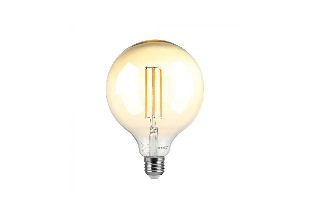 Ampoule LED à Filament - 8W E27 G125 Ambre Intensité Variable Blanc Chaud