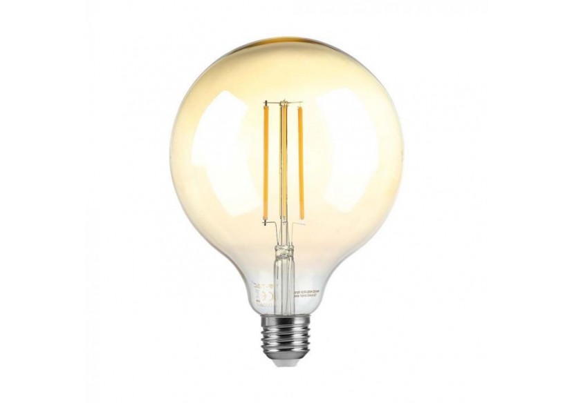 Ampoule LED à Filament - 8W E27 G125 Ambre Intensité Variable Blanc Chaud