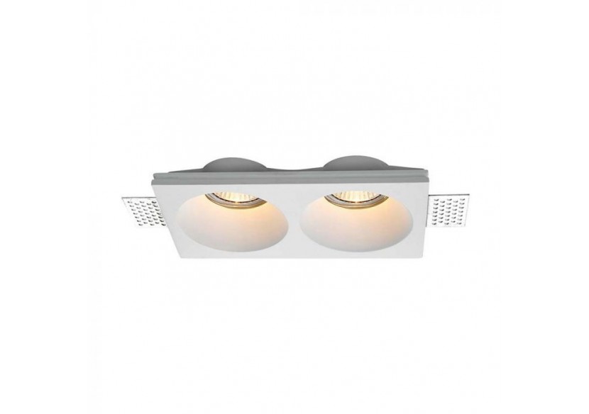 2xGU10 Raccord Gypse Rond Blanc