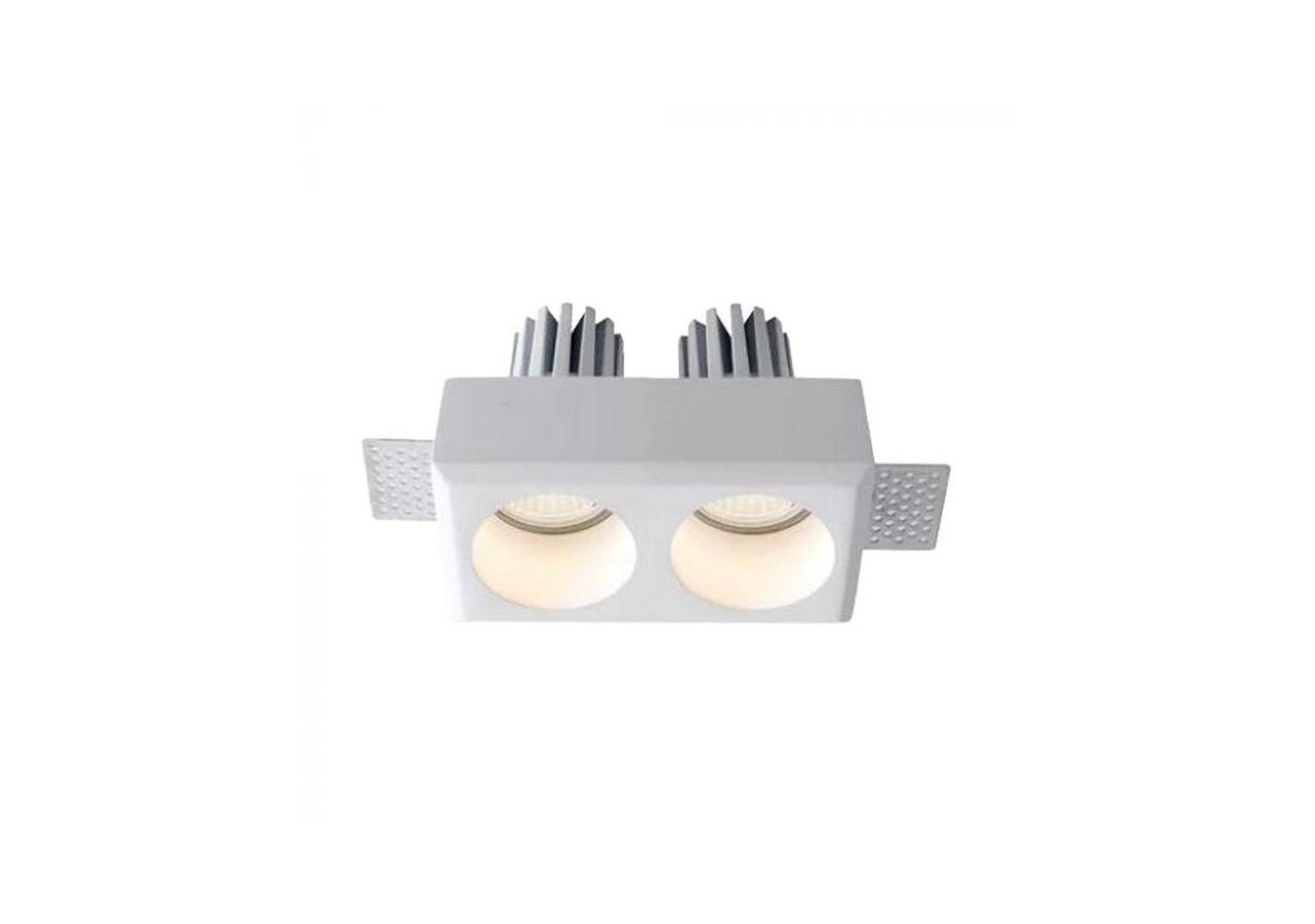 2xGU10 Raccord Gypse Rond Blanc