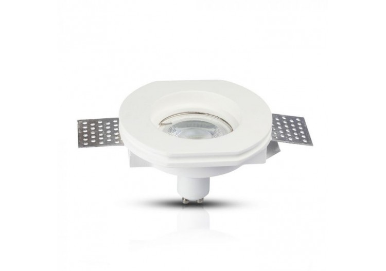 Raccord GU10 rond en plâtre blanc bord coupé Ф100