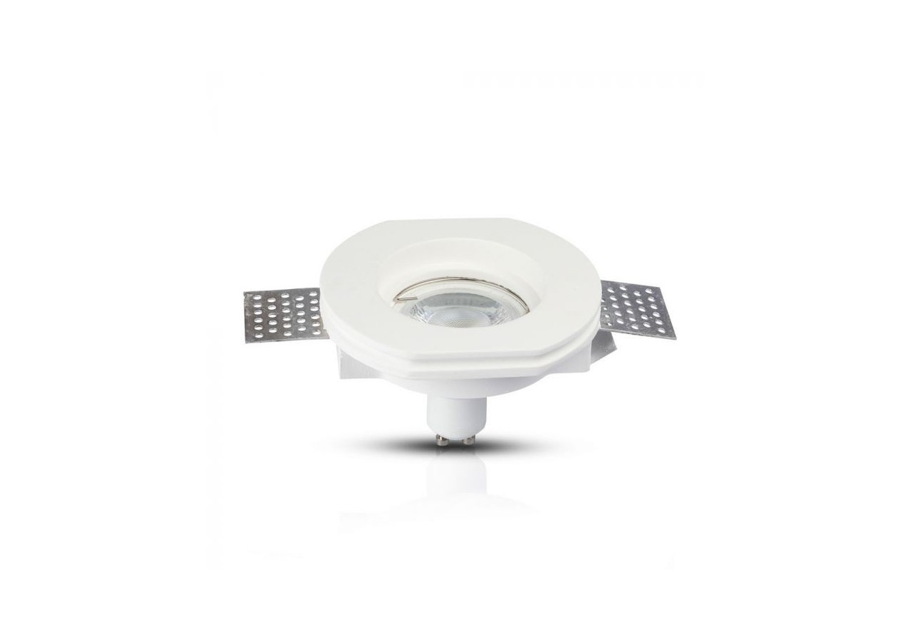 Raccord GU10 rond en plâtre blanc bord coupé Ф100