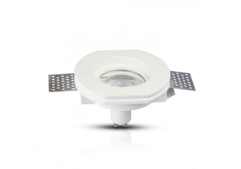 Raccord GU10 rond en plâtre blanc bord coupé Ф100