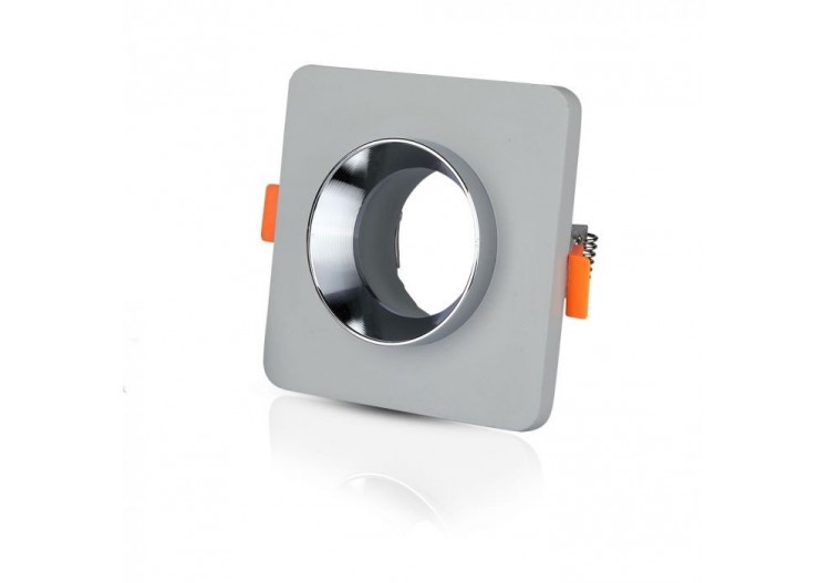 GU10 raccord béton métal gris encastré avec carré inférieur chromé