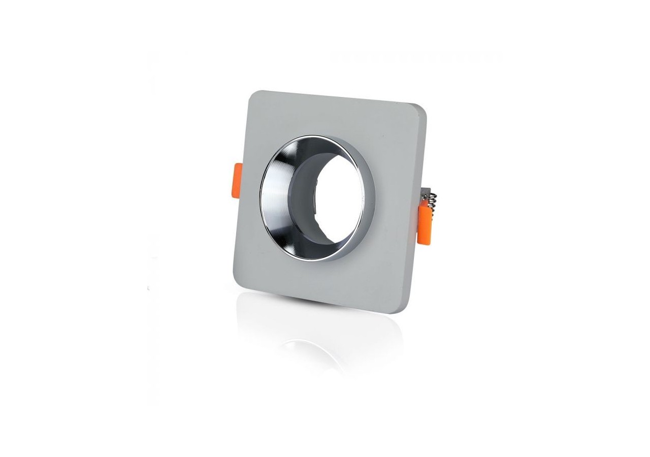 GU10 raccord béton métal gris encastré avec carré inférieur chromé