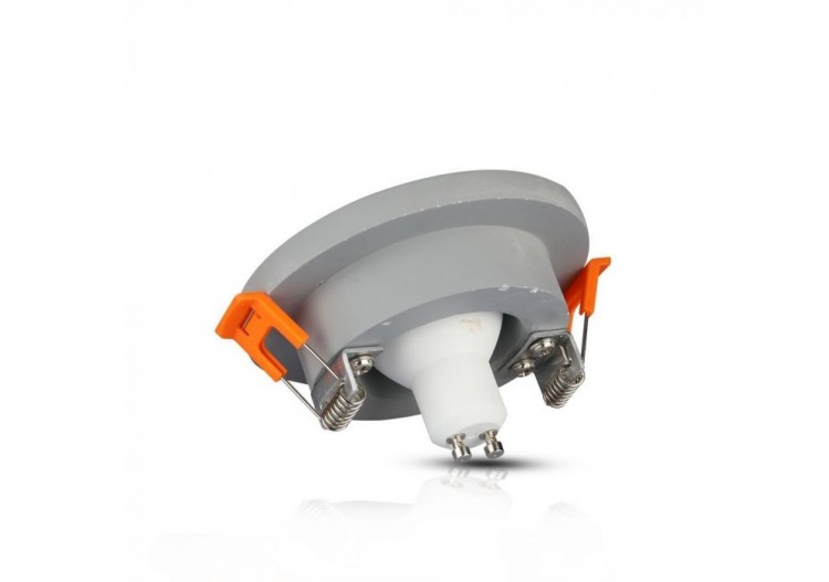 Luminaire encastré GU10 en plâtre métal gris rond chromé