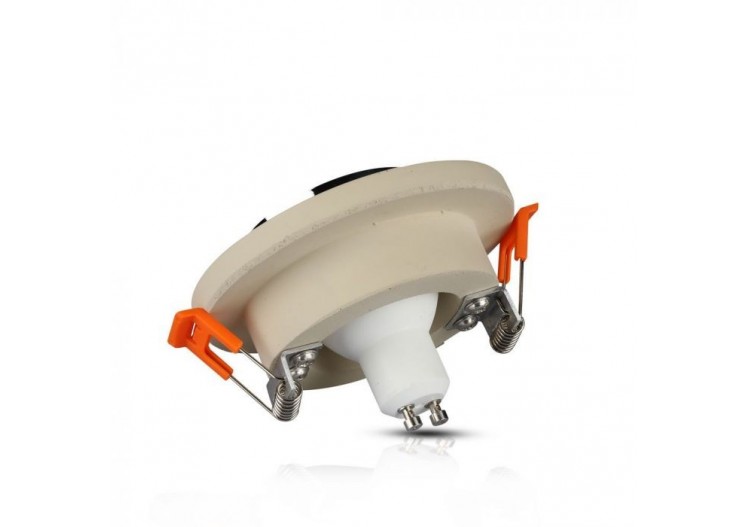 Luminaire encastré GU10 en béton et métal blanc cassé avec rond chromé