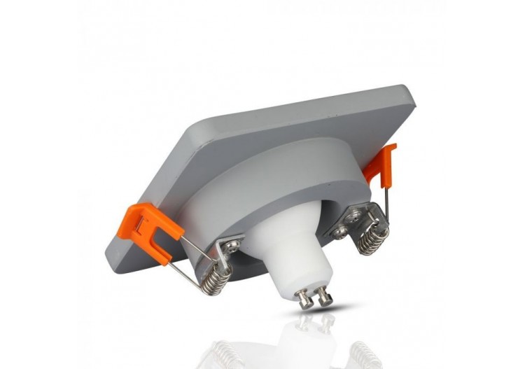 Raccord GU10 en plâtre gris métallisé avec carré en or rose mat à encastrer