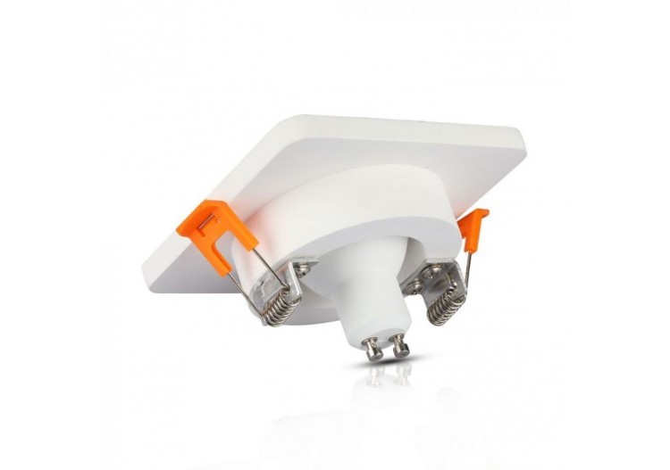 Raccord GU10 en plâtre métal blanc avec carré en or rose mat à encastrer