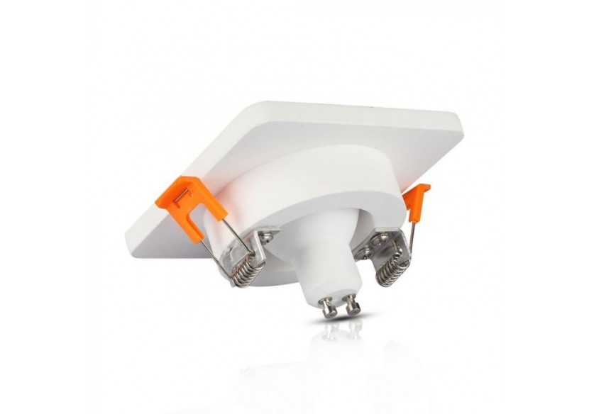 Raccord GU10 en plâtre métal blanc avec carré en or rose mat à encastrer