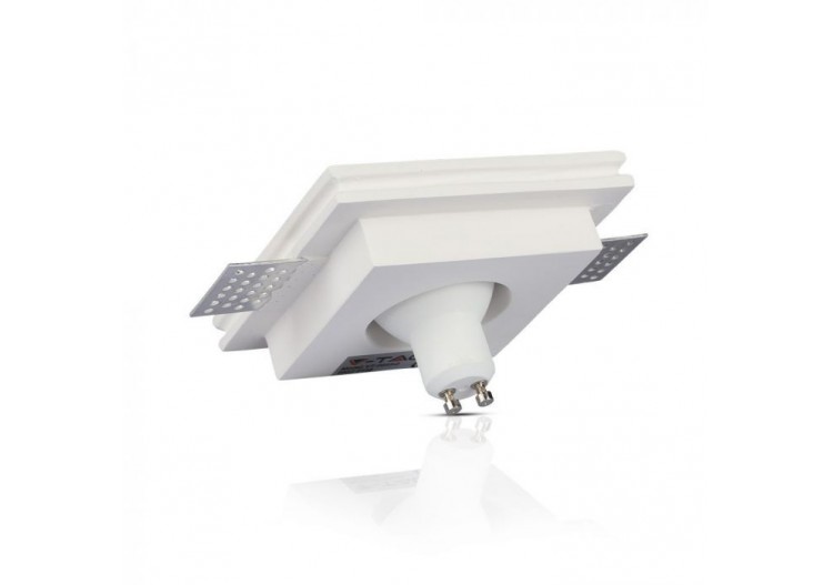 Luminaire encastré GU10 en plâtre blanc carré en métal noir