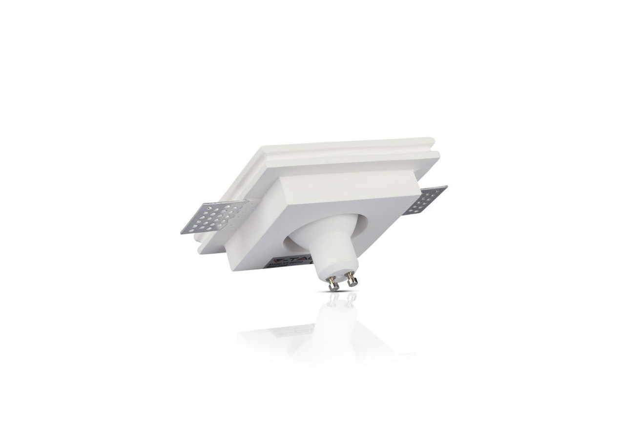 Luminaire encastré GU10 en plâtre blanc carré en métal noir