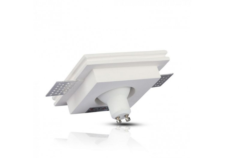 Luminaire encastré GU10 en plâtre blanc, carré en métal chromé