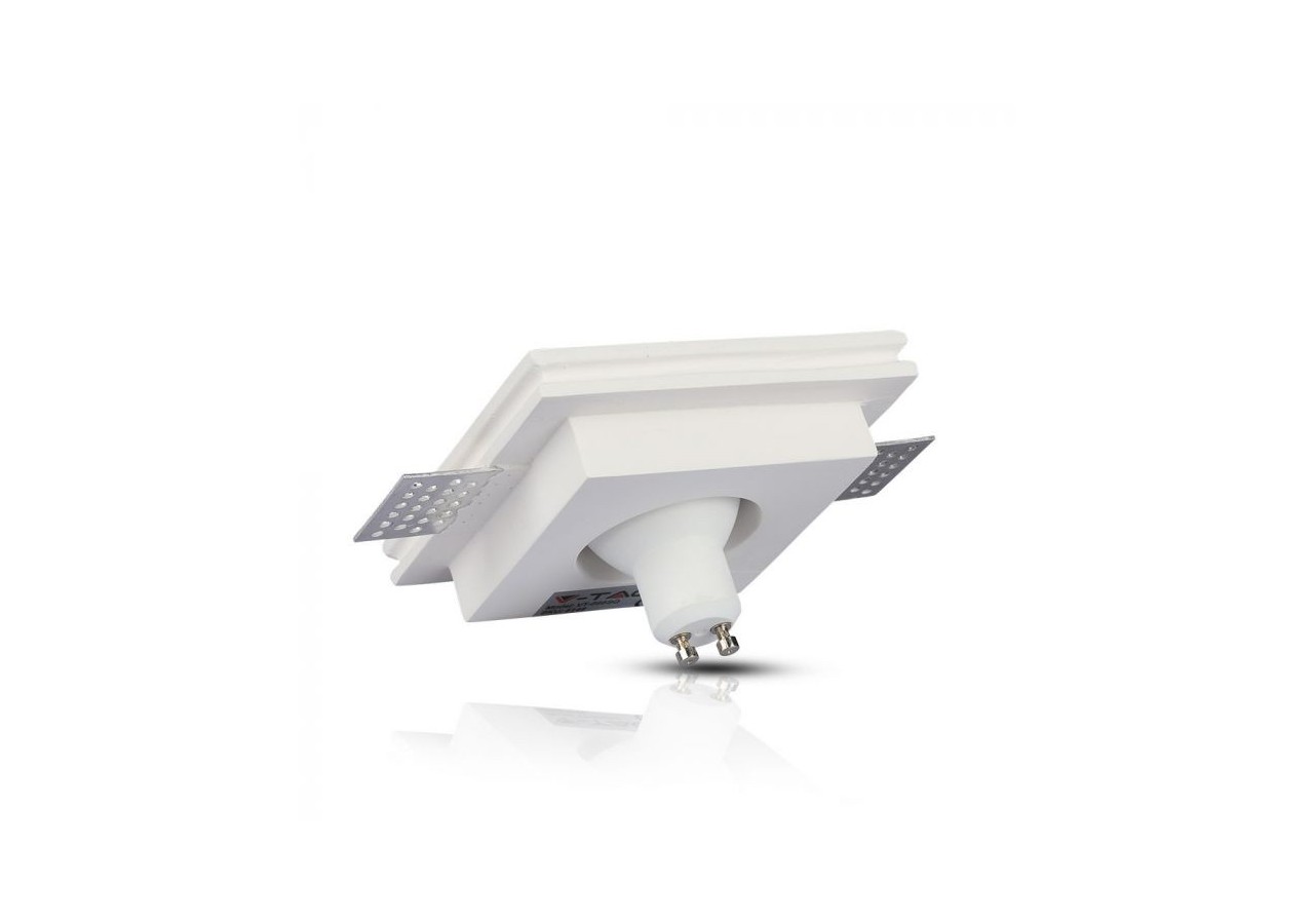 Luminaire encastré GU10 en plâtre blanc, carré en métal chromé