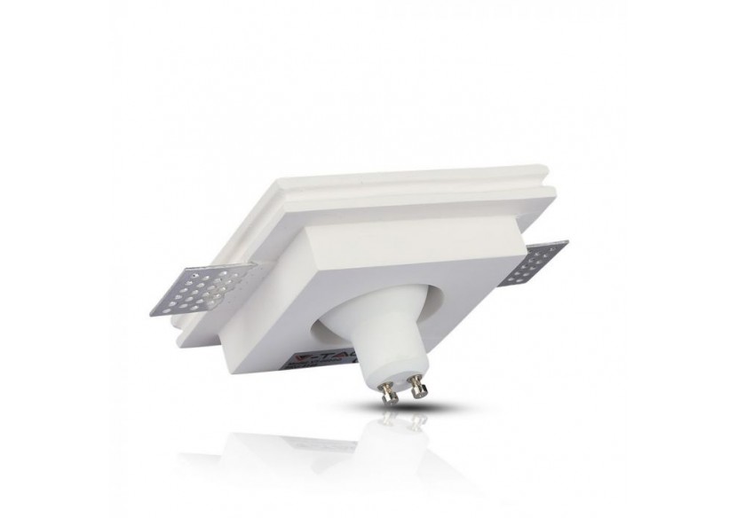 Luminaire encastré GU10 en plâtre blanc, carré en métal chromé