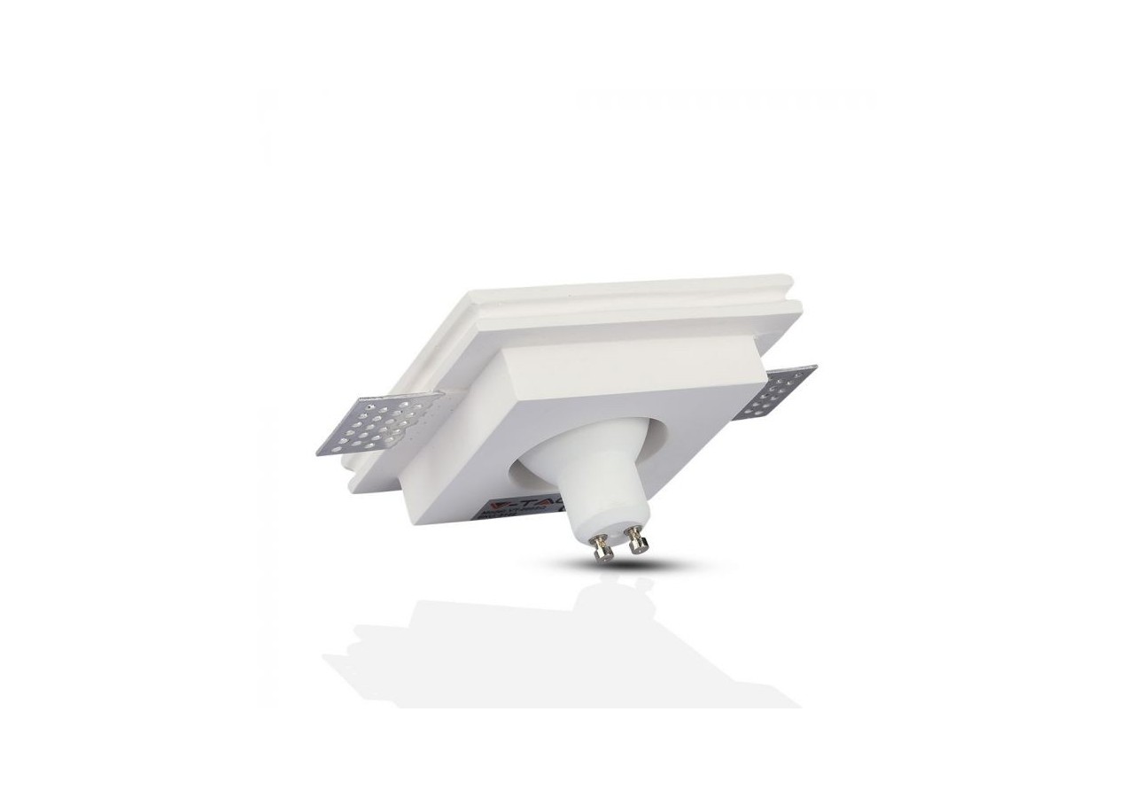 Luminaire encastré GU10 en plâtre blanc, carré en métal doré rose
