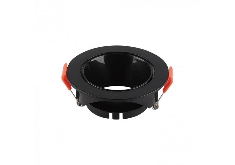 Raccord GU10 Cadre Noir Rond avec Réflecteur Noir