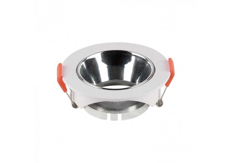 Raccord GU10, cadre rond blanc avec réflecteur chromé