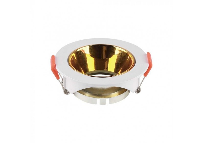 Raccord GU10, cadre rond blanc avec réflecteur doré