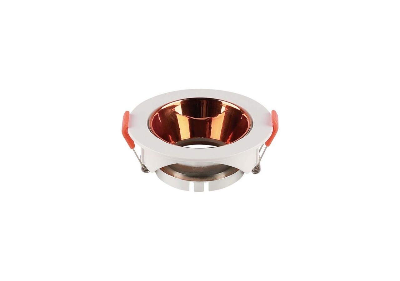 Raccord GU10 cadre blanc rond avec réflecteur or rose