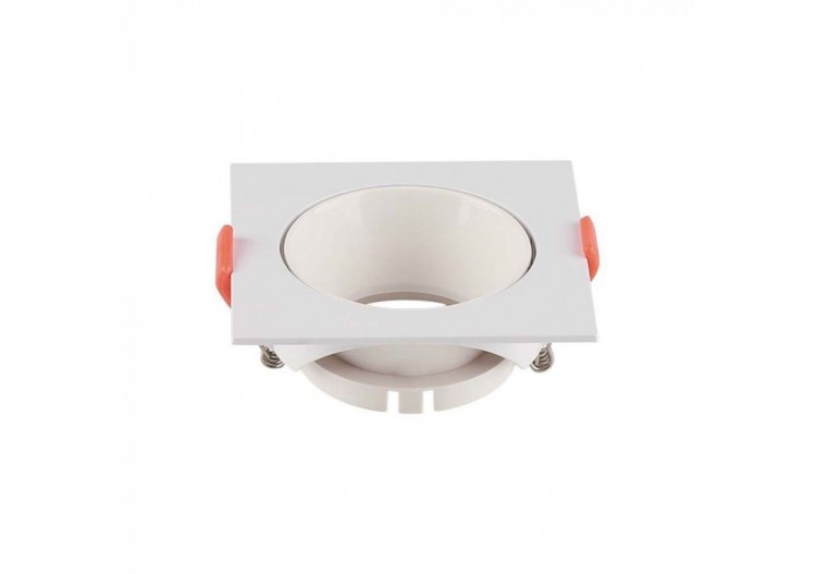 Raccord GU10 Cadre Carré Blanc avec Réflecteur Blanc