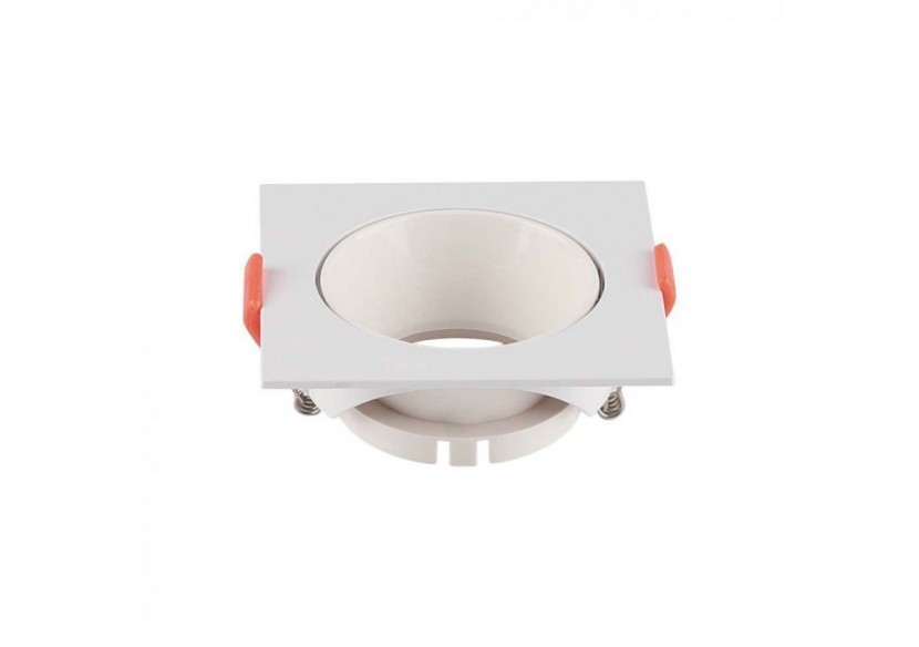 Raccord GU10 Cadre Carré Blanc avec Réflecteur Blanc