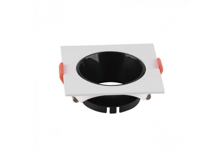 Raccord GU10 Cadre Carré Blanc avec Réflecteur Noir