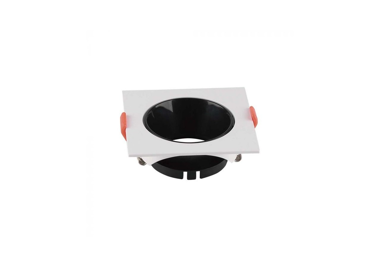 Raccord GU10 Cadre Carré Blanc avec Réflecteur Noir
