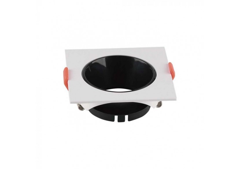 Raccord GU10 Cadre Carré Blanc avec Réflecteur Noir