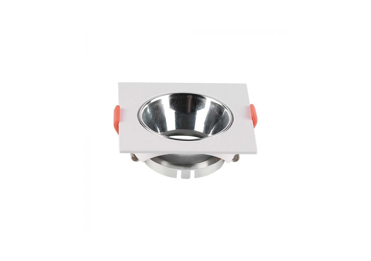 Raccord GU10 Cadre Carré Blanc avec Réflecteur Chrome