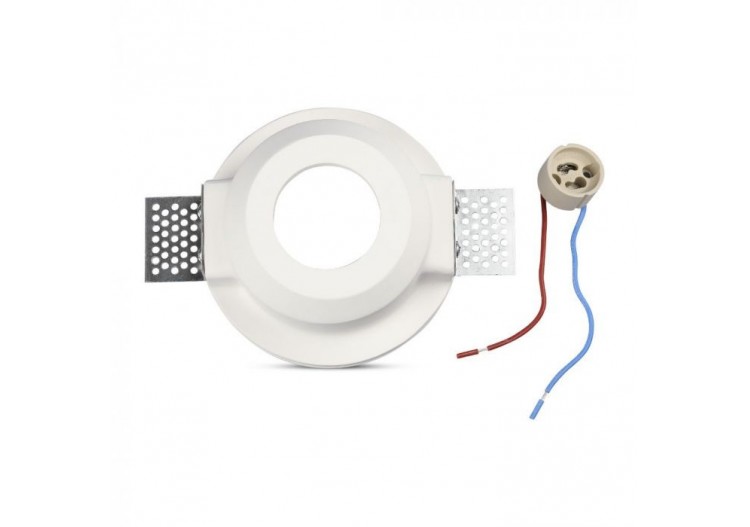 Raccord GU10 Rond Gypse Blanc avec Verre Dépoli