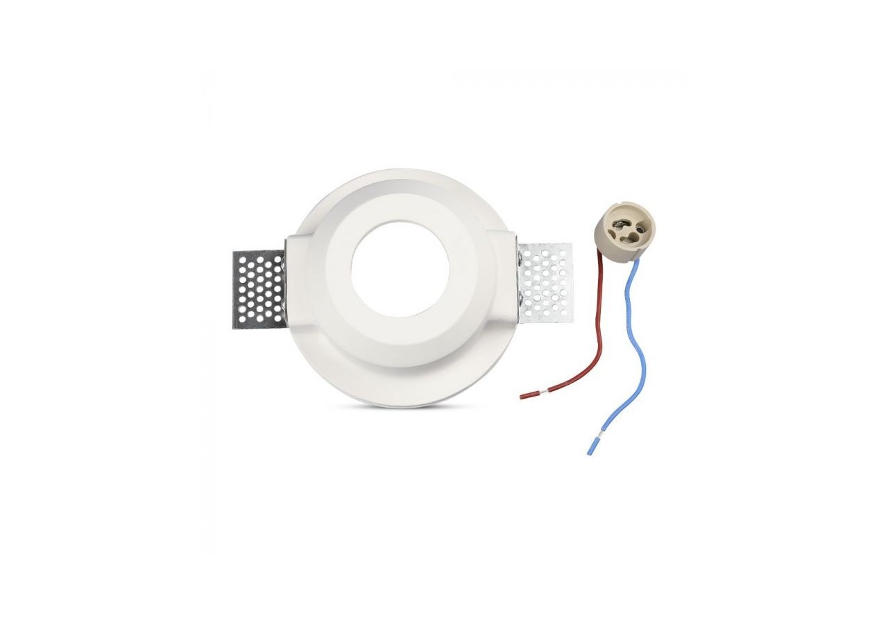 Raccord GU10 Rond Gypse Blanc avec Verre Dépoli